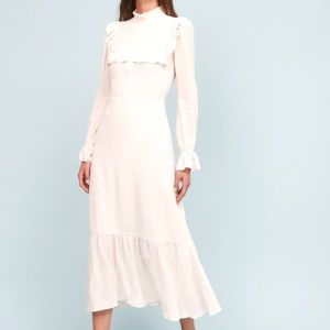 Reformation Hallie Long Sleeve Ruffle Dress. Size L